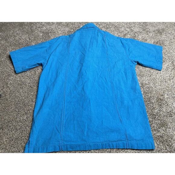 Somi Shirt Sz Large Embroidery Short Sleeve Blue Vintage 90s Grandpacore Men’s - Picture 4 of 9